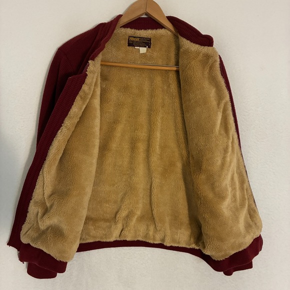 Vtg 60s Montgomery Ward Knit Sweater Jacket Mens L Full Zip Fleece Lined Preppy - Picture 2 of 8